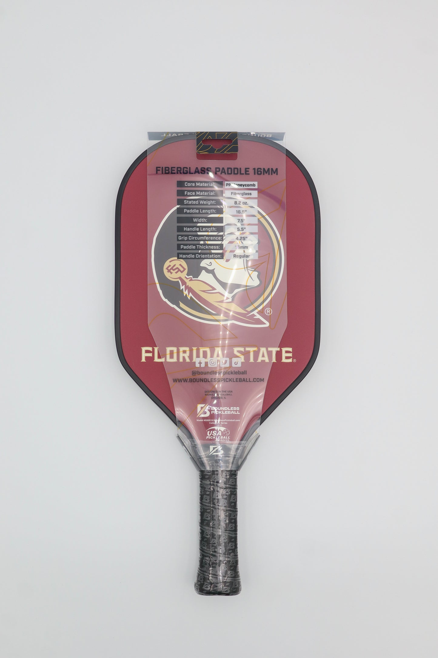Boundless Florida State University 16mm Pickleball Paddle