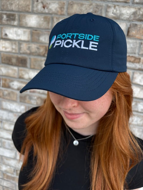 Portside Pickle Navy Imperial Hat with Embroidered Stacked Logo, "P" on Left