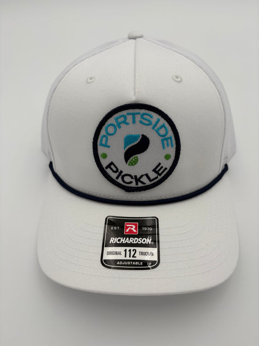 Portside Pickle White Richardson Patch Logo Hat with Navy Rope