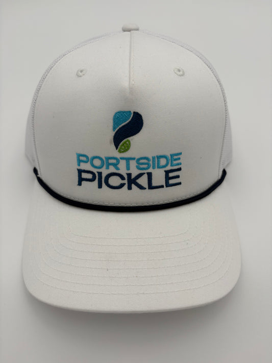 Portside Pickle White Stacked Logo Richardson Hat with Blue Rope