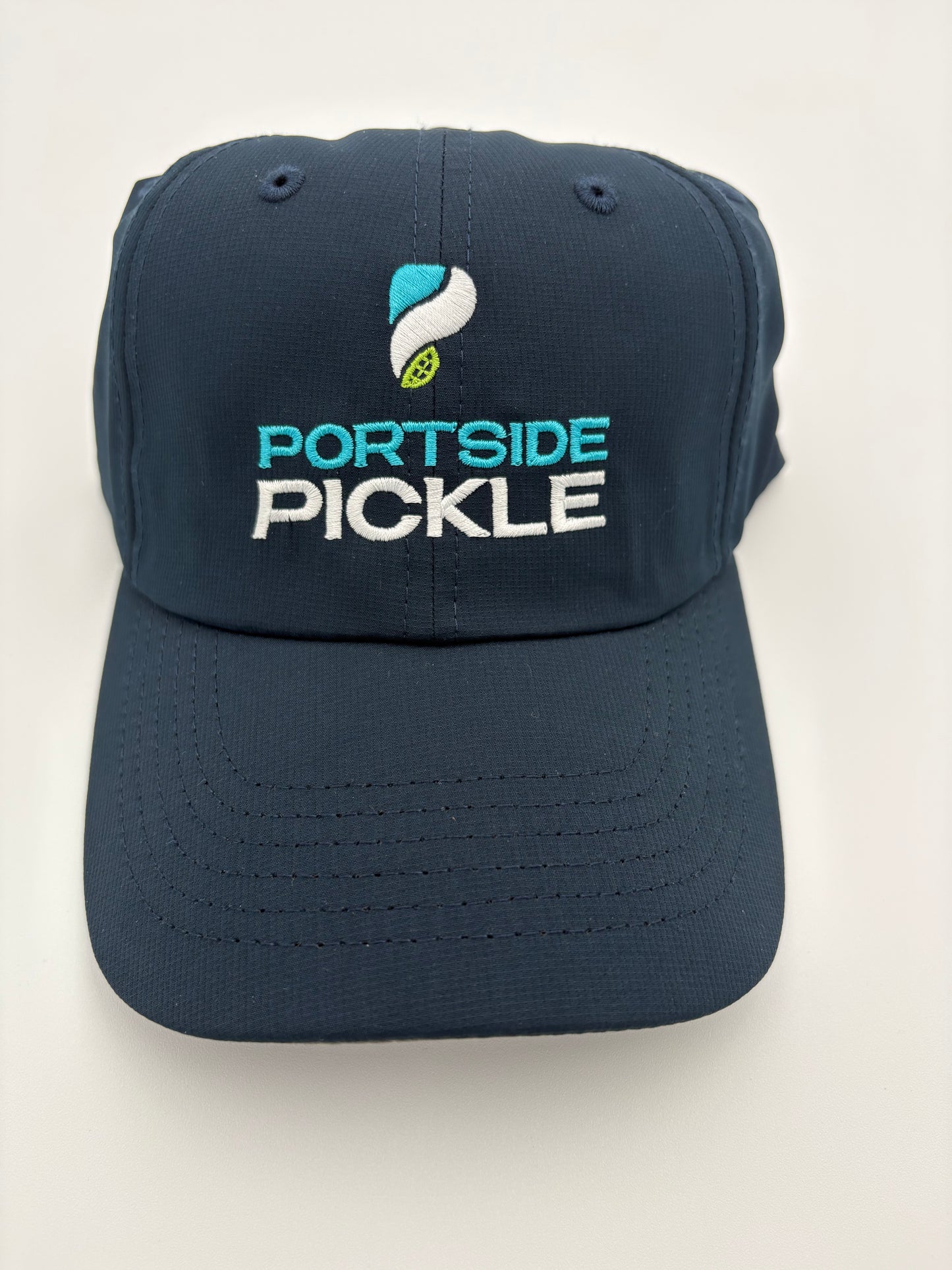 Portside Pickle Navy Imperial Hat with Embroidered Stacked Logo, "P" on Top