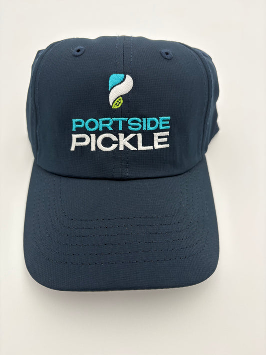 Portside Pickle Navy Imperial Hat with Embroidered Stacked Logo, "P" on Top
