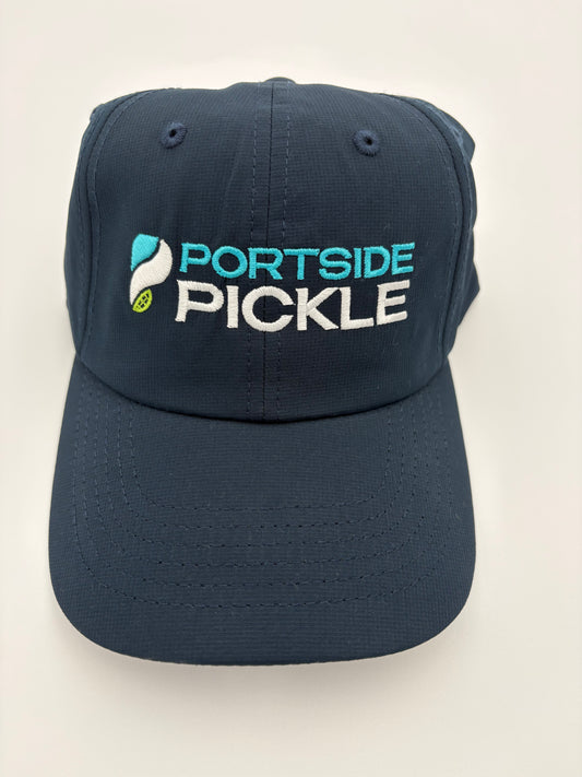 Portside Pickle Navy Imperial Hat with Embroidered Stacked Logo, "P" on Left