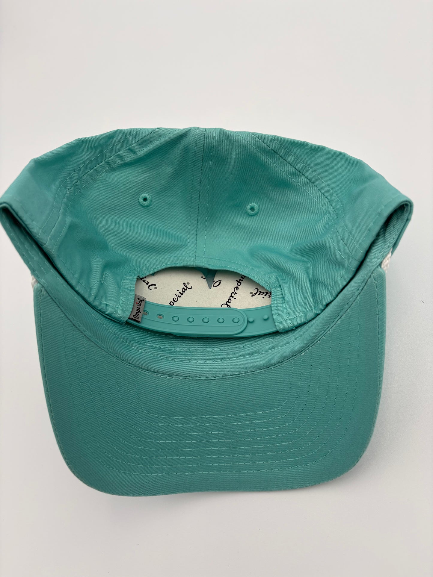 Portside Pickle Aqua Imperial Hat with Round Embroidered Logo and White Rope