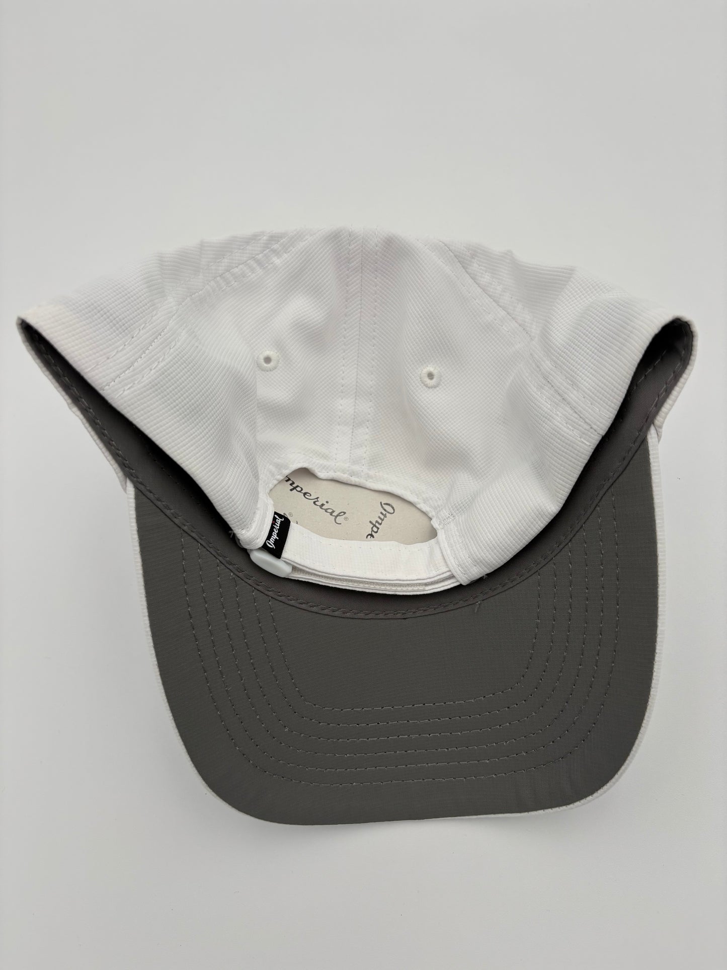 Portside Pickle White Imperial Hat with Stacked Logo, "P" on Top (Smaller Lettering)