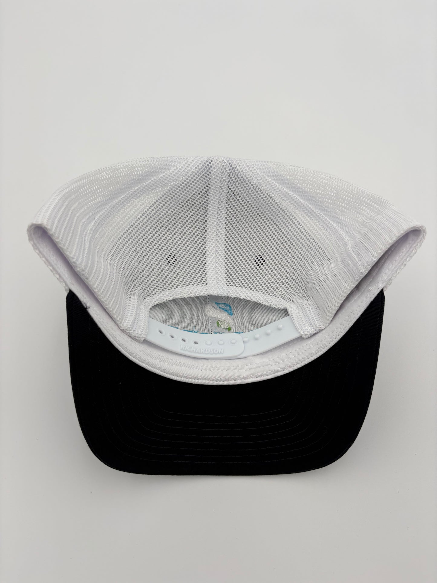 Portside Pickle Navy Richardson Hat with Embroidered Stacked Logo and White Stitching