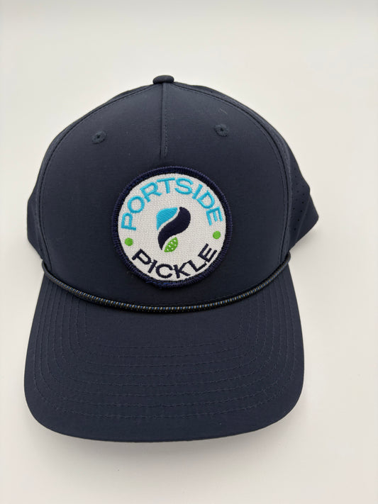 Portside Pickle Navy Richardson Hat with Patch Logo and Navy Rope