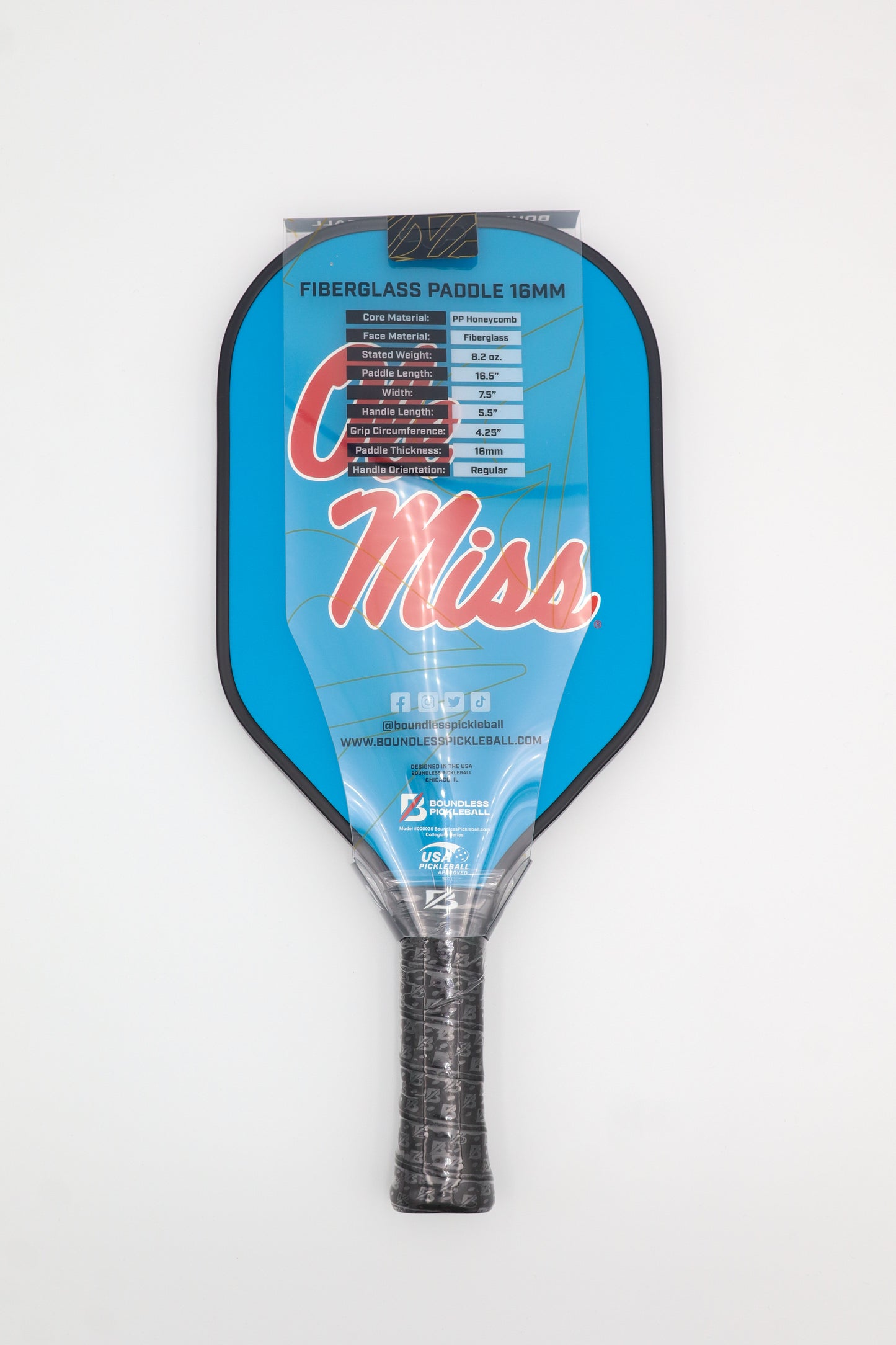 Boundless University of Mississippi 16mm Pickleball Paddle