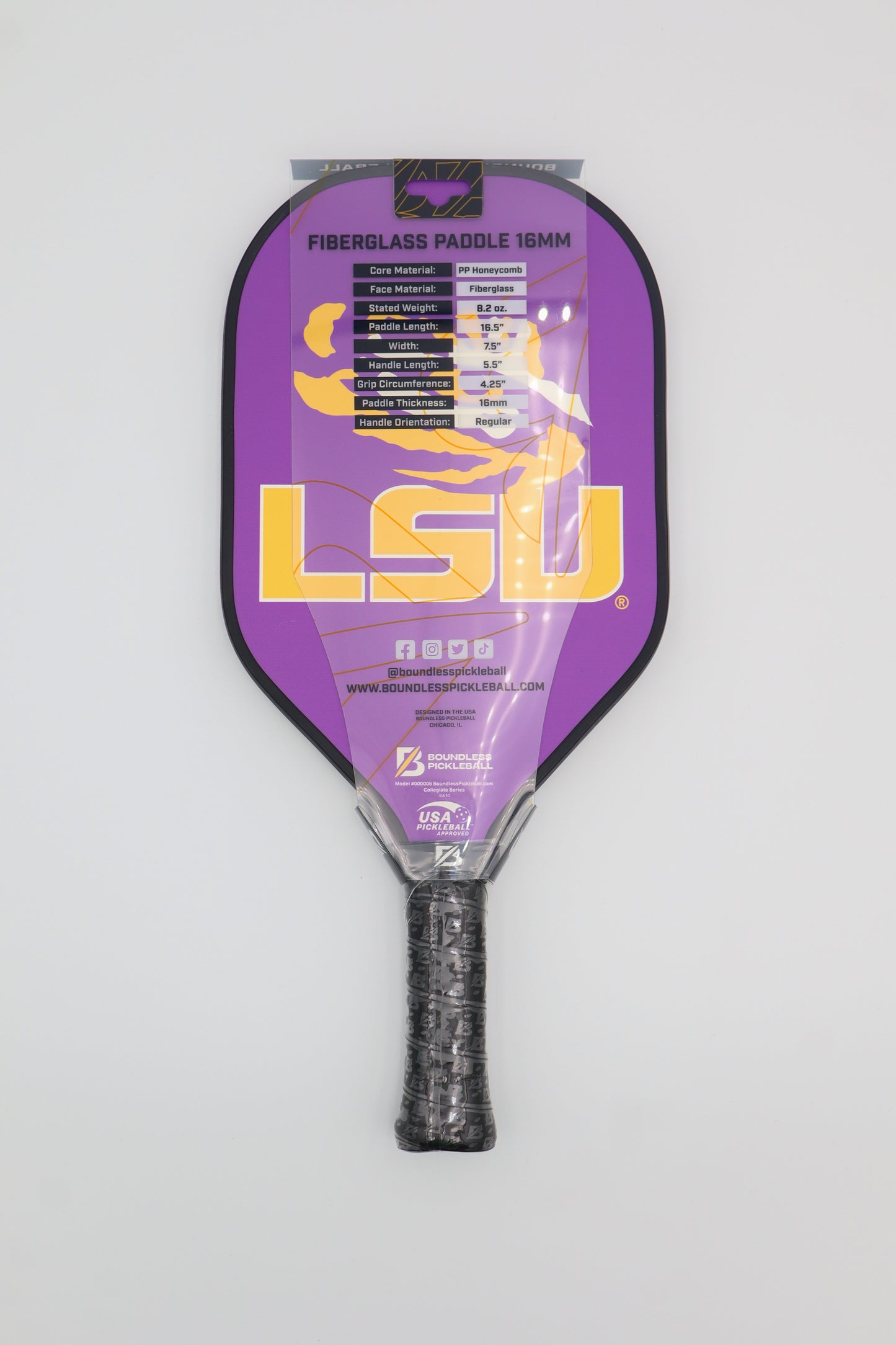 Boundless Louisiana State University 16mm Pickleball Paddle