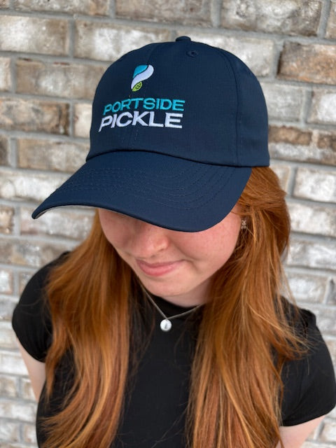 Portside Pickle Navy Imperial Hat with Embroidered Stacked Logo, "P" on Top