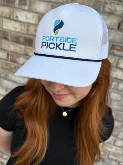 Portside Pickle White Stacked Logo Richardson Hat with Blue Rope